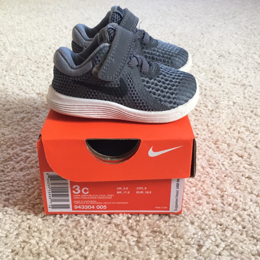 Nike Revolution Sneakers, Size 3C with box